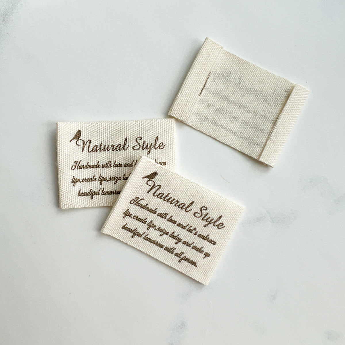 Natural Style Printed Cotton Labels | set of three