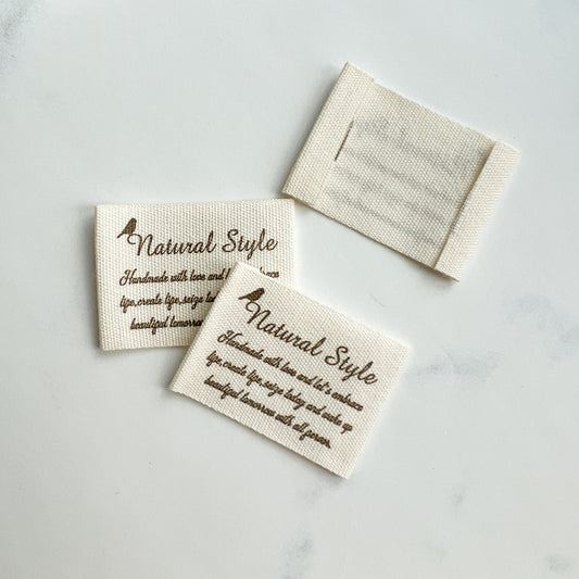 Natural Style Printed Cotton Labels | set of three