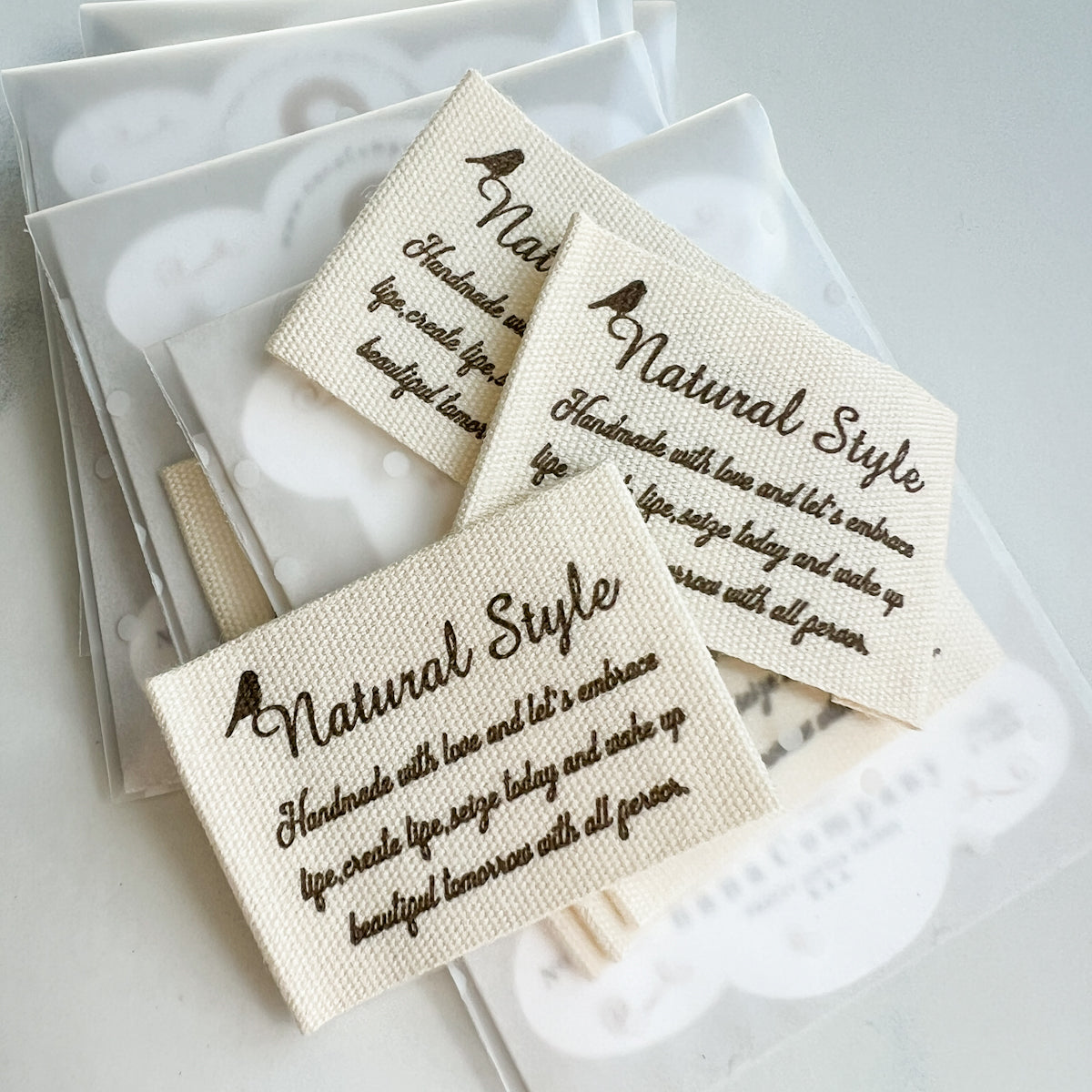 Natural Style Printed Cotton Labels | set of three