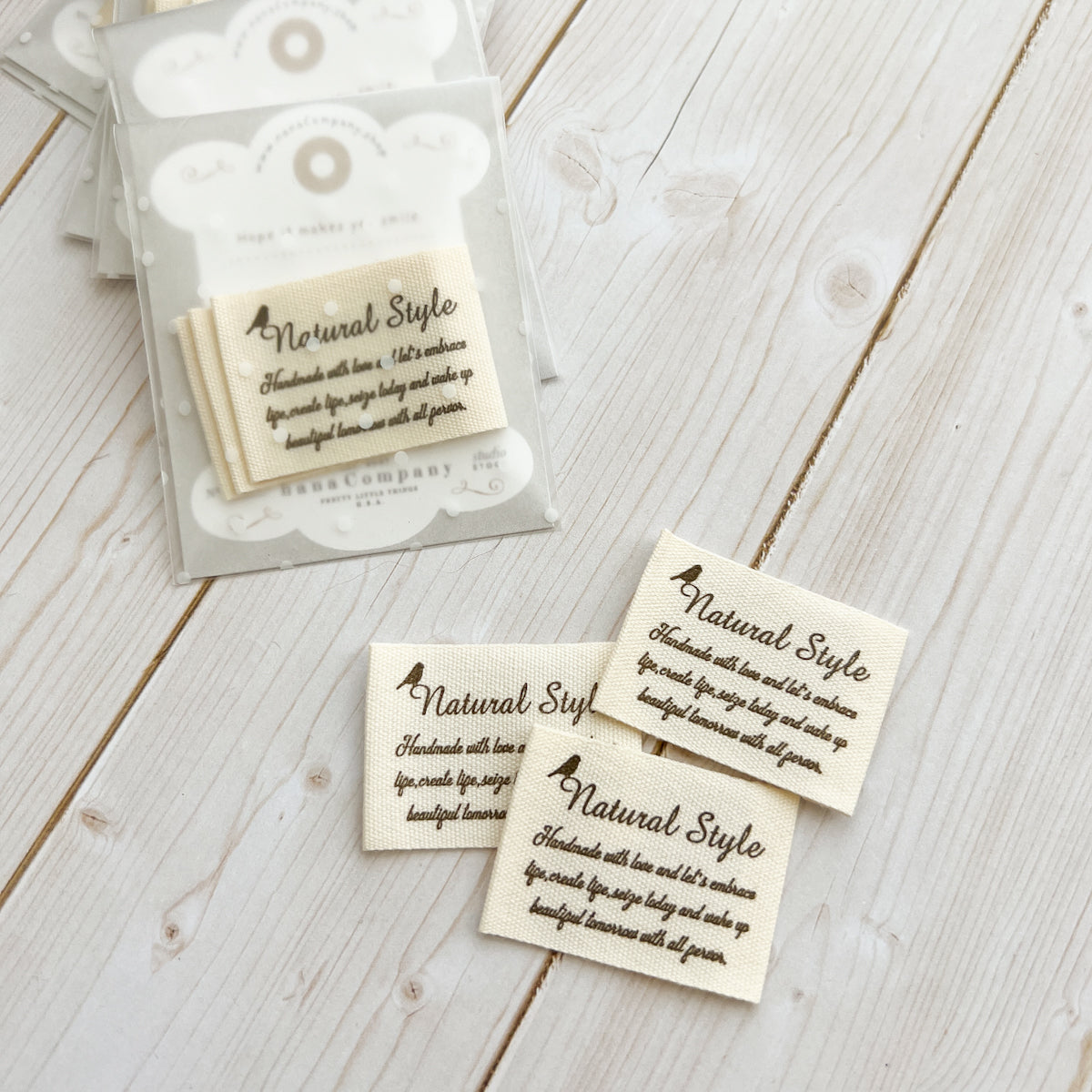 Natural Style Printed Cotton Labels | set of three