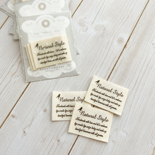 Natural Style Printed Cotton Labels | set of three