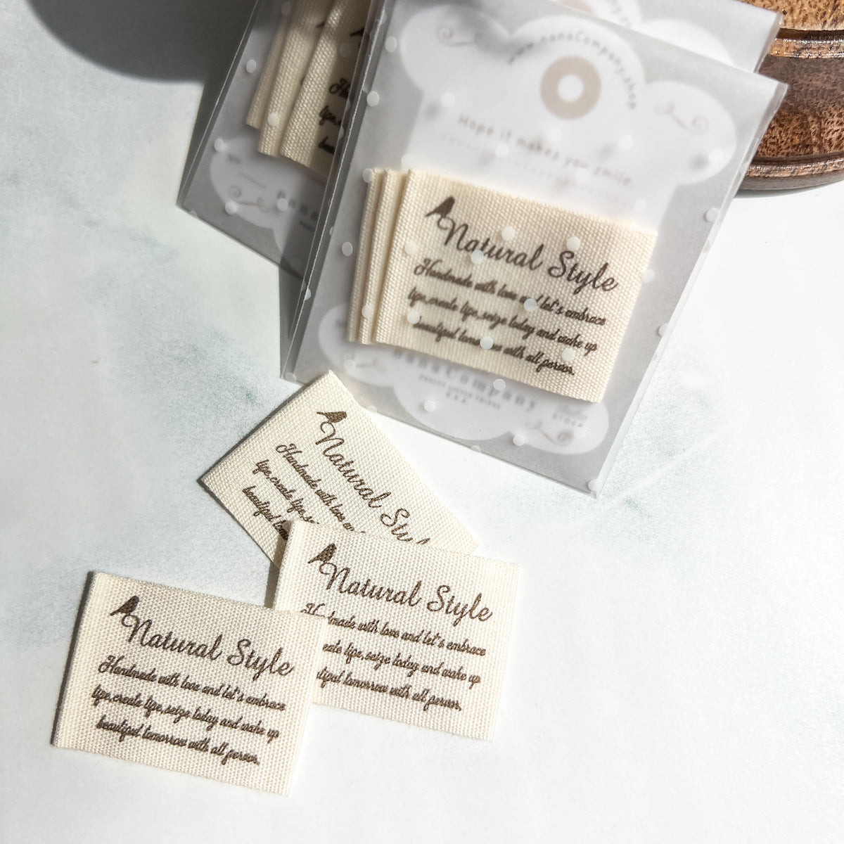 Natural Style Printed Cotton Labels | set of three