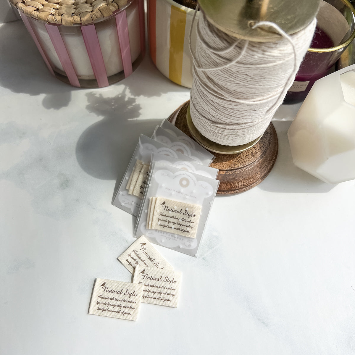 Natural Style Printed Cotton Labels | set of three