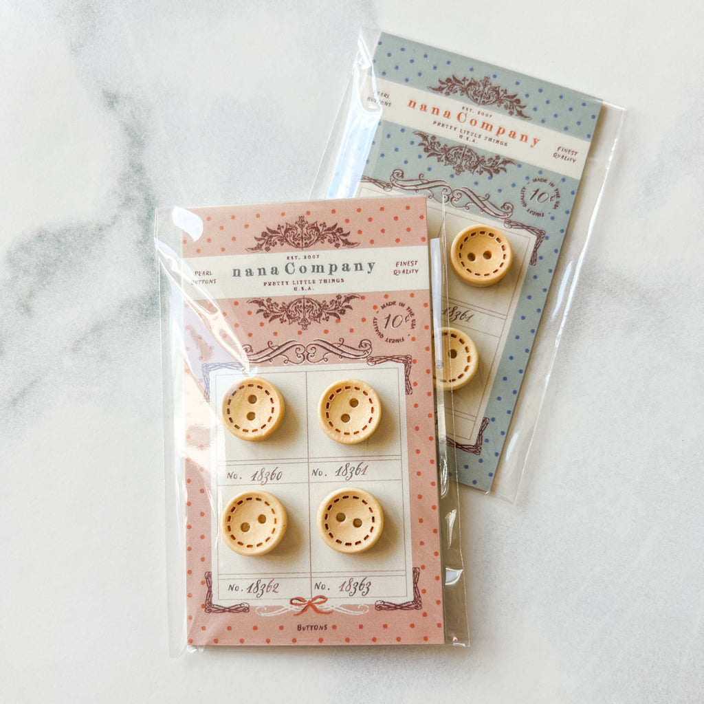 Stitched Natural wood buttons | Set of 4