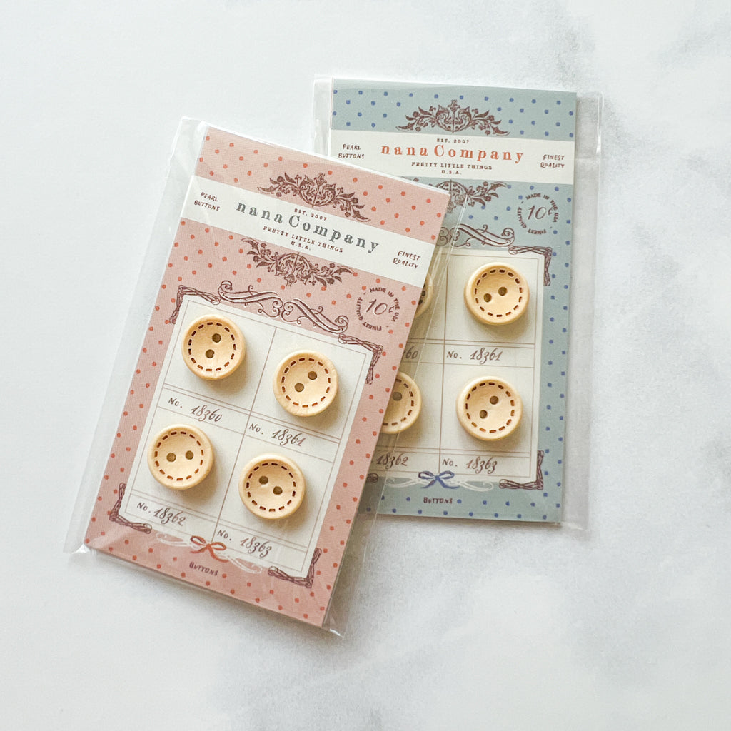 Stitched Natural wood buttons | Set of 4