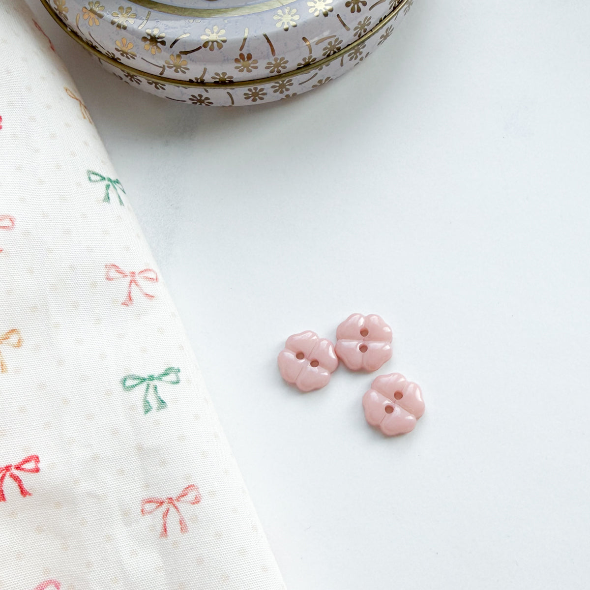 Pale Pink Sweet Clover Petal Two Hole Buttons | Set of four buttons