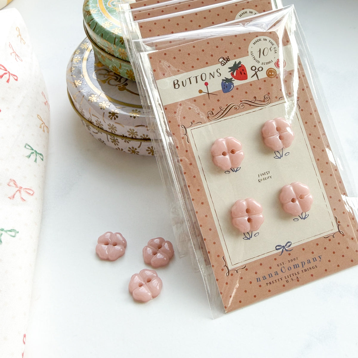 Pale Pink Sweet Clover Petal Two Hole Buttons | Set of four buttons