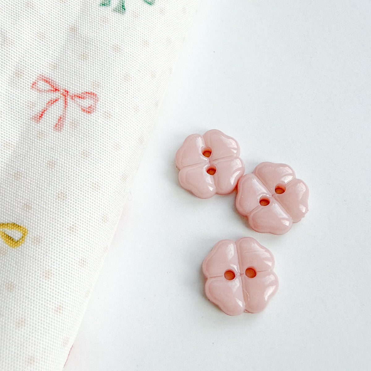 Pale Pink Sweet Clover Petal Two Hole Buttons | Set of four buttons