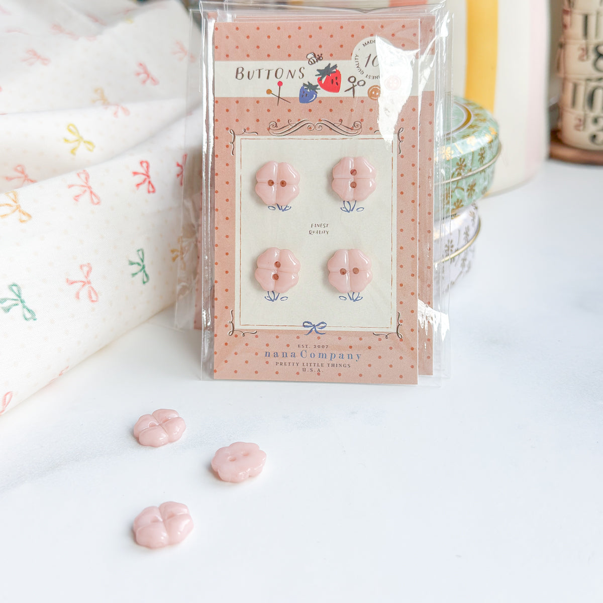 Pale Pink Sweet Clover Petal Two Hole Buttons | Set of four buttons