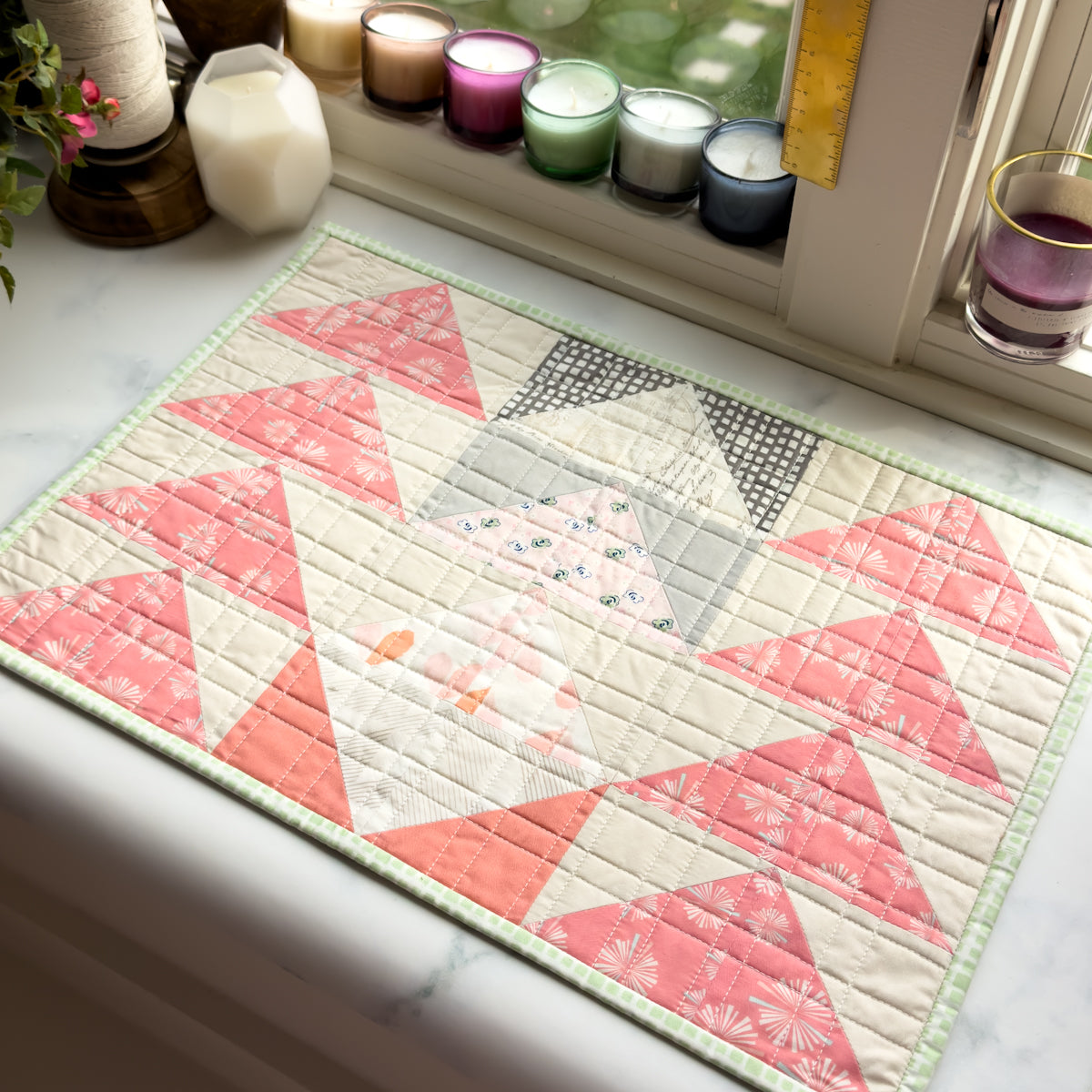 Sweet Pastel HST Paperie Quilted Mat or Cushion Cover