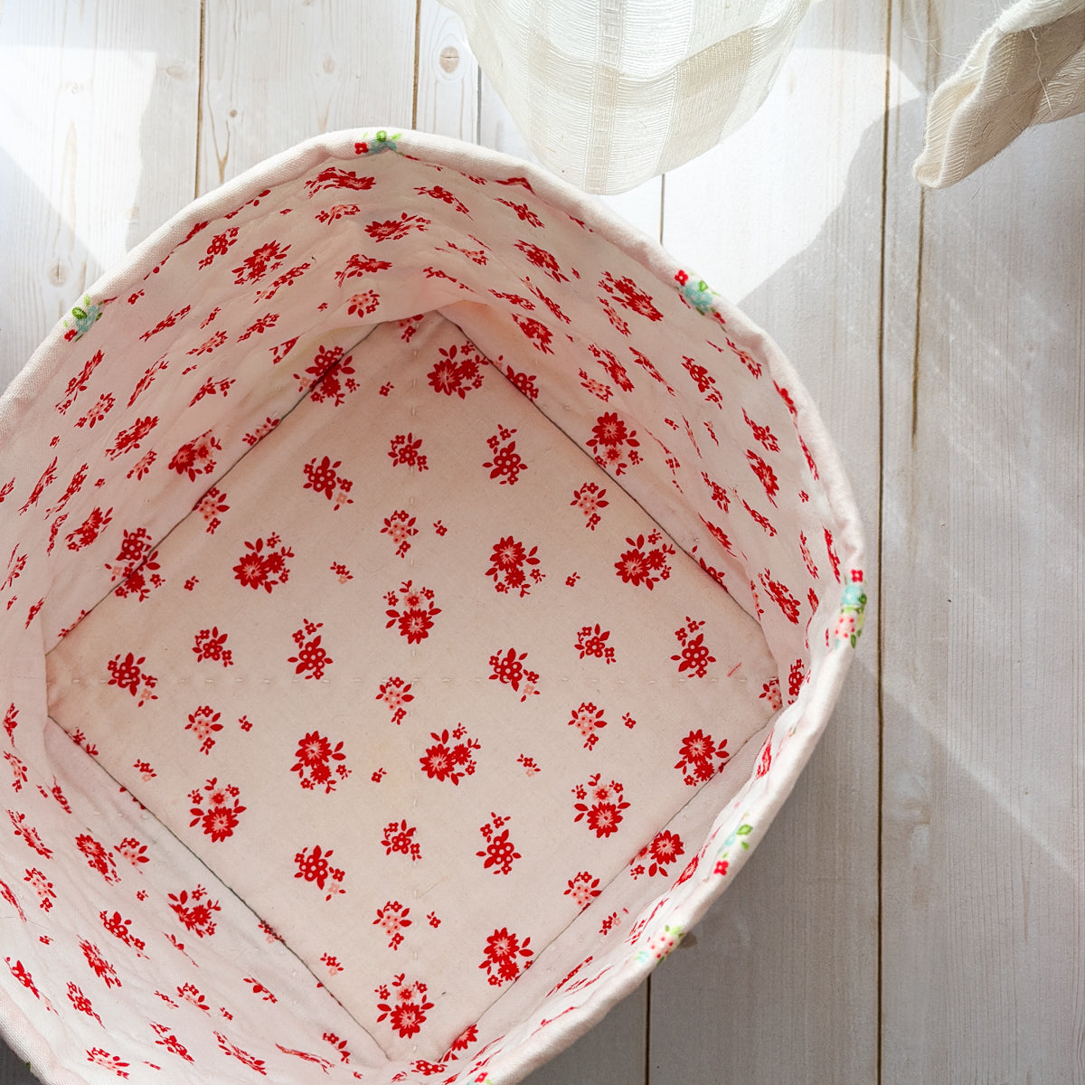 Sweet Tasha Noel Fabric Handmade Quilted Fabric Bin