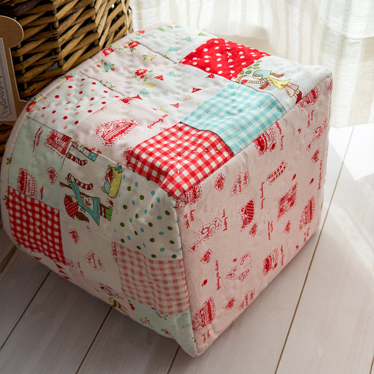 Sweet Tasha Noel Fabric Handmade Quilted Fabric Bin