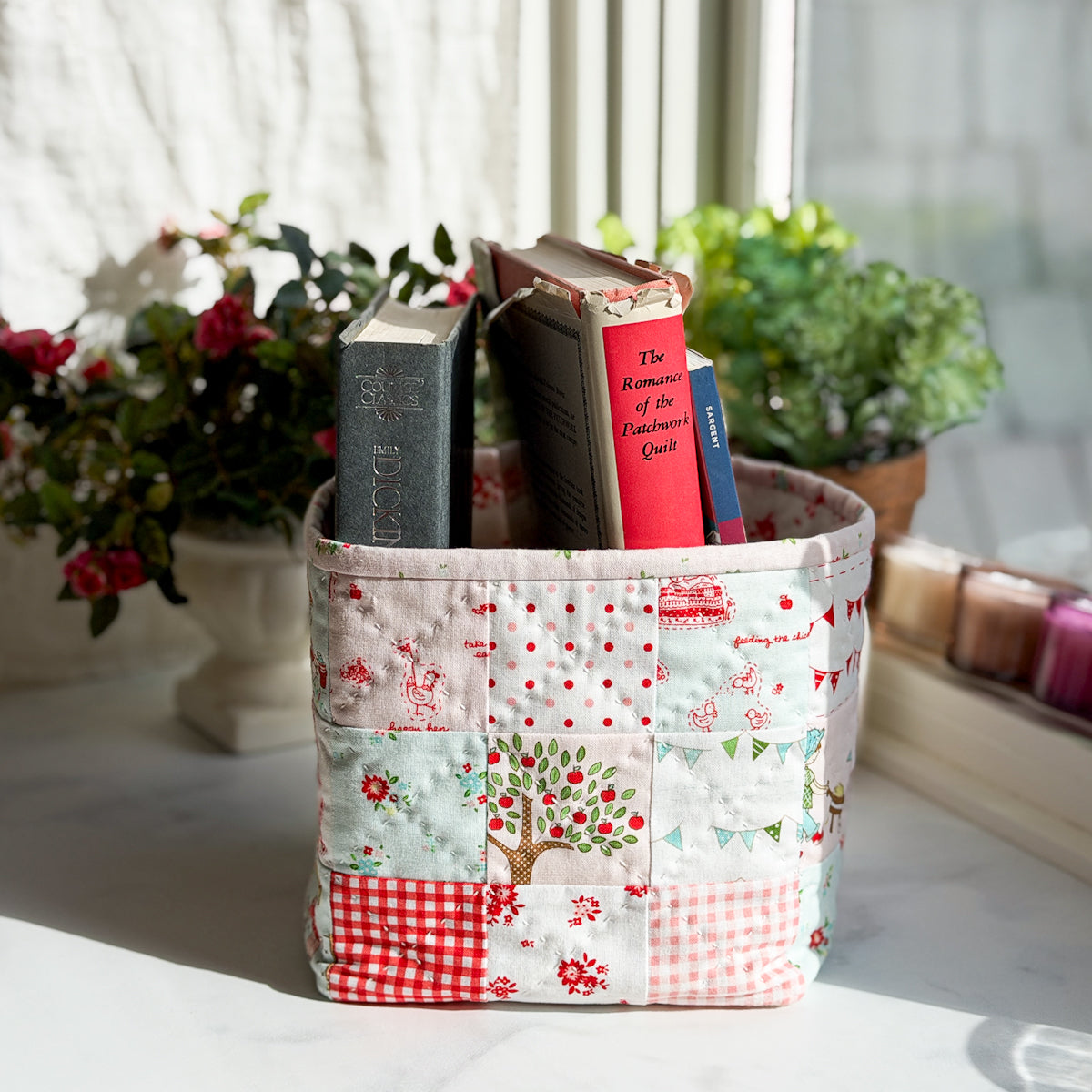 Sweet Tasha Noel Fabric Handmade Quilted Fabric Bin
