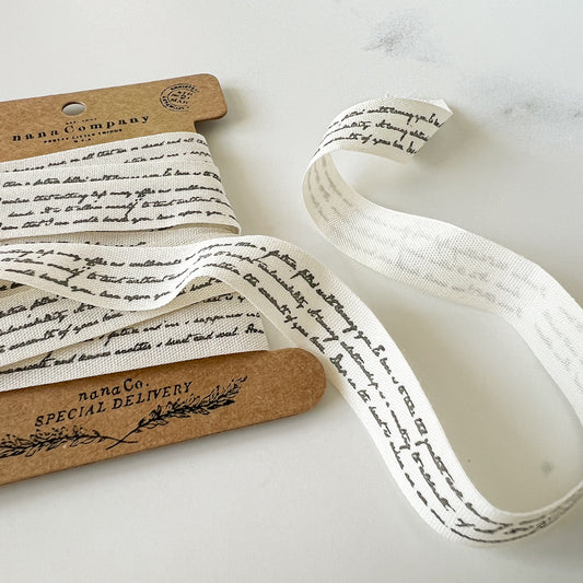 Pen & Ink Cotton Ribbon | 2 yards