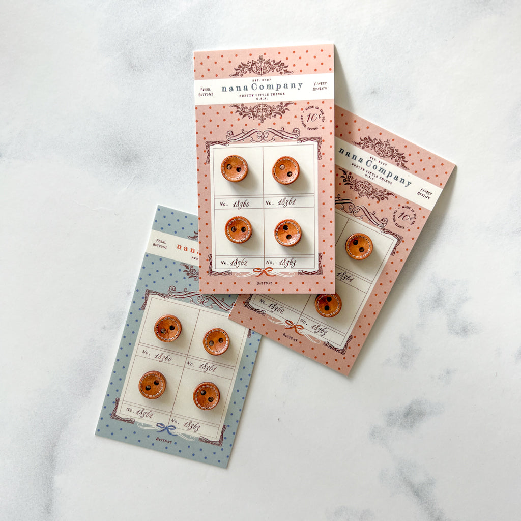 Petite Latte Stitched wood buttons | Set of 4