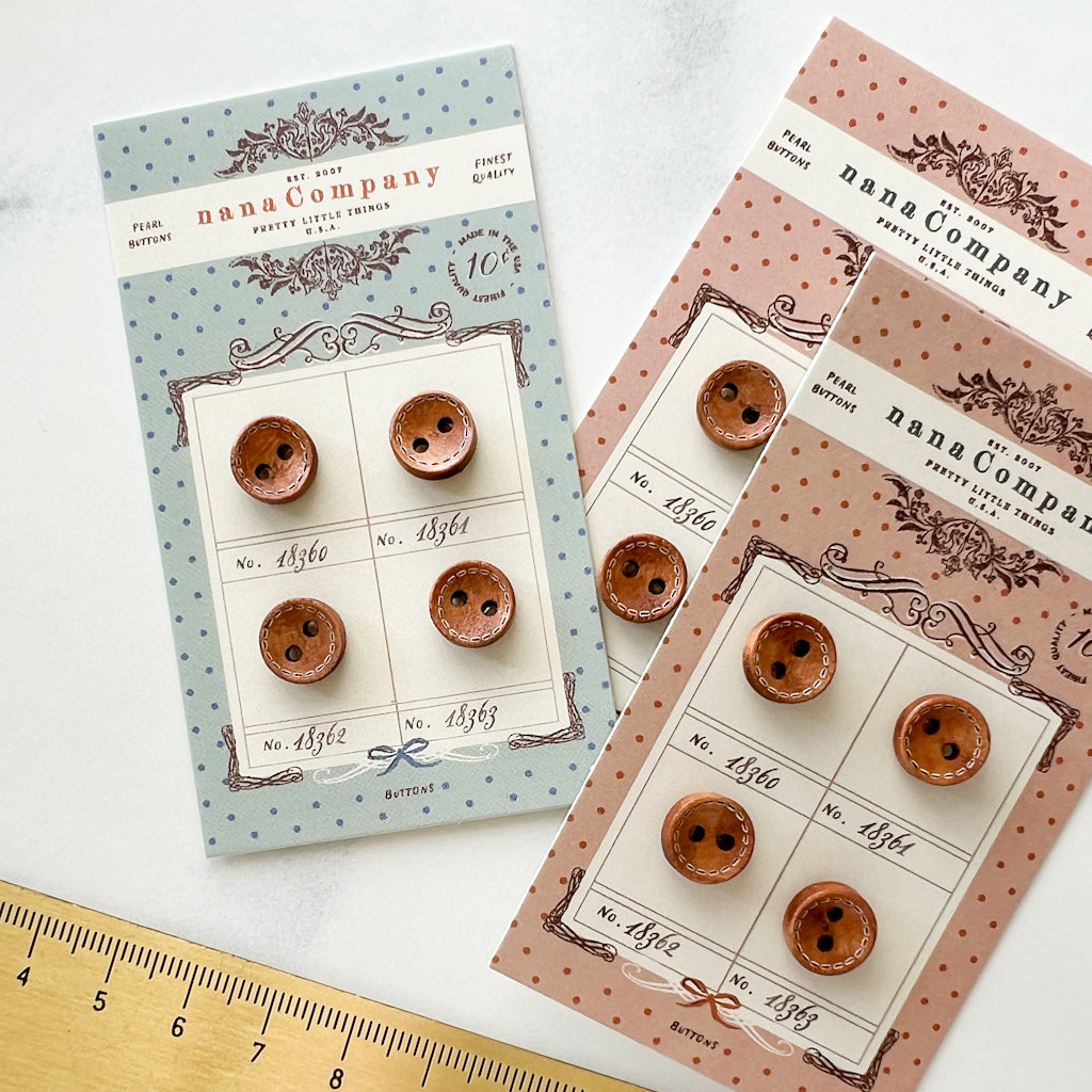 Petite Latte Stitched wood buttons | Set of 4