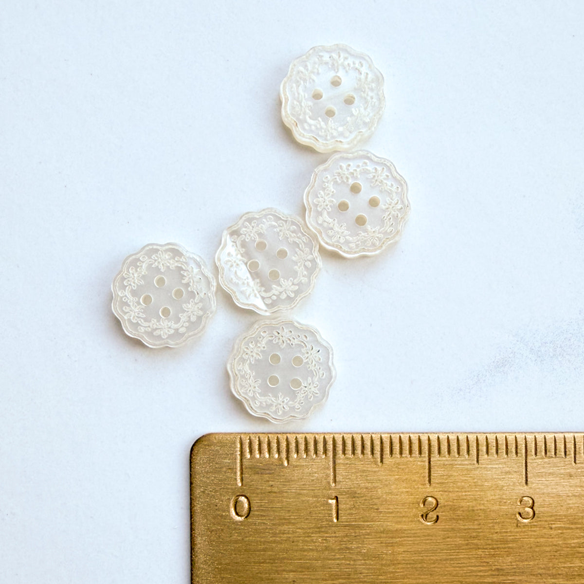 Petite Scalloped Flower Etched Buttons