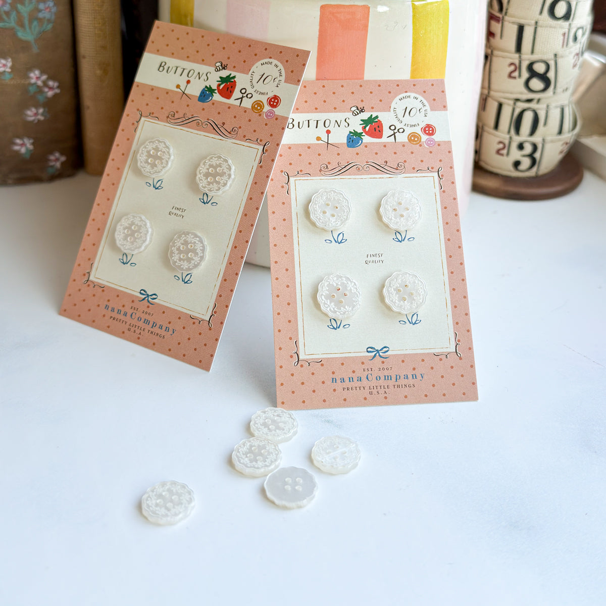 Petite Scalloped Flower Etched Buttons