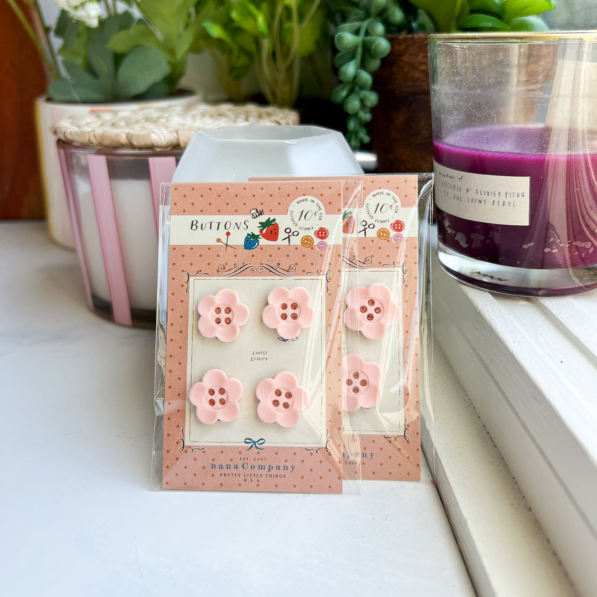 Pink Petal Flower Sewing Craft Buttons