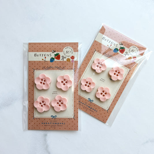 Pink Petal Flower Sewing Craft Buttons