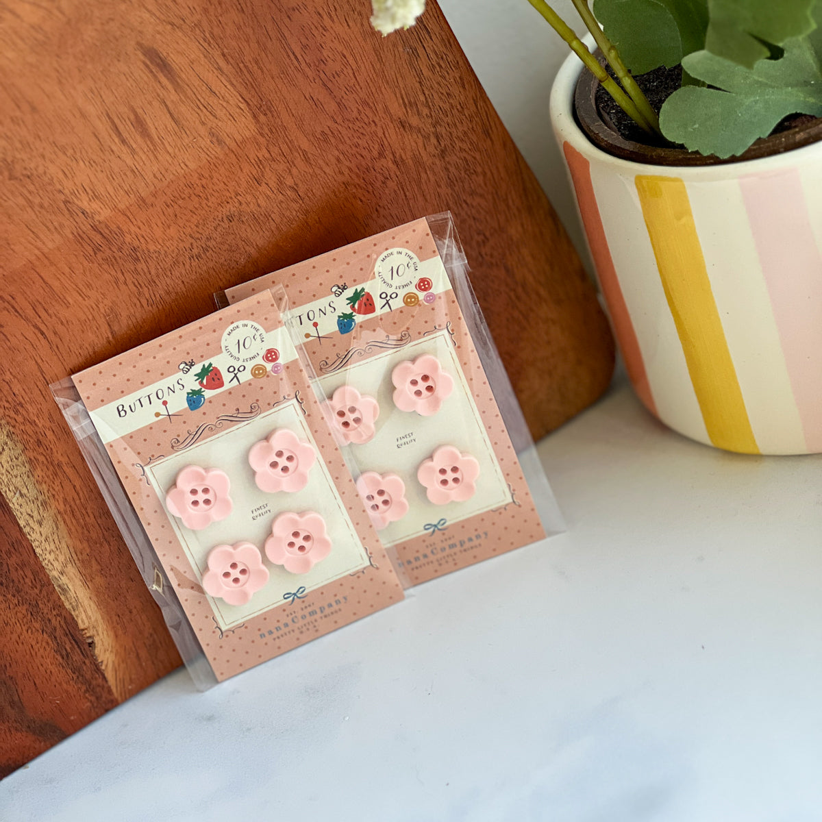 Pink Petal Flower Sewing Craft Buttons