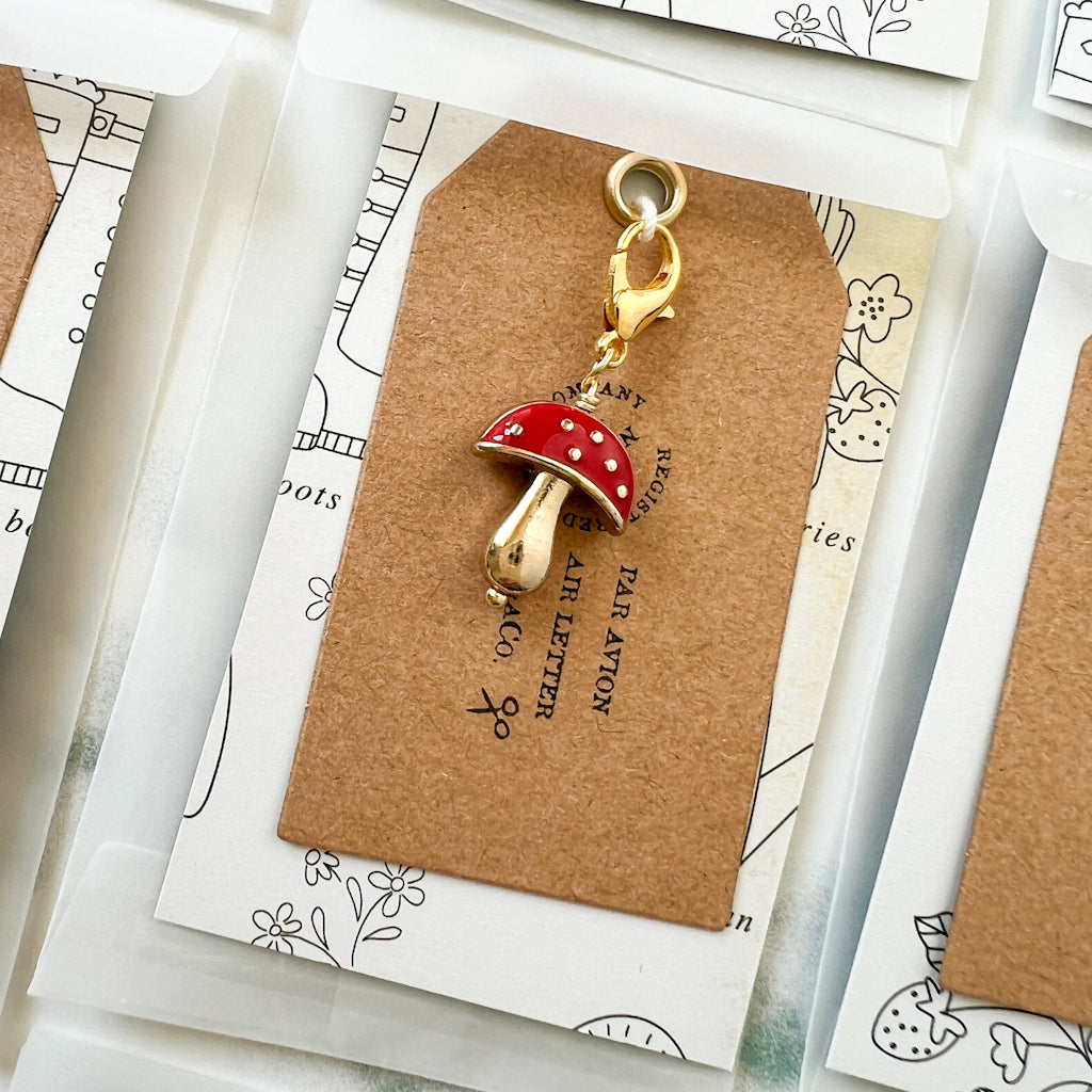 Preppy Mushroom Zipper Pull Charm