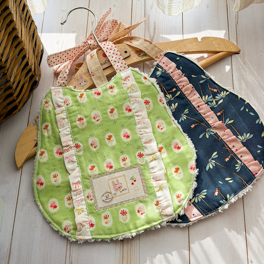 Handmade Ruffle Baby Bib | Choose Blue or Green