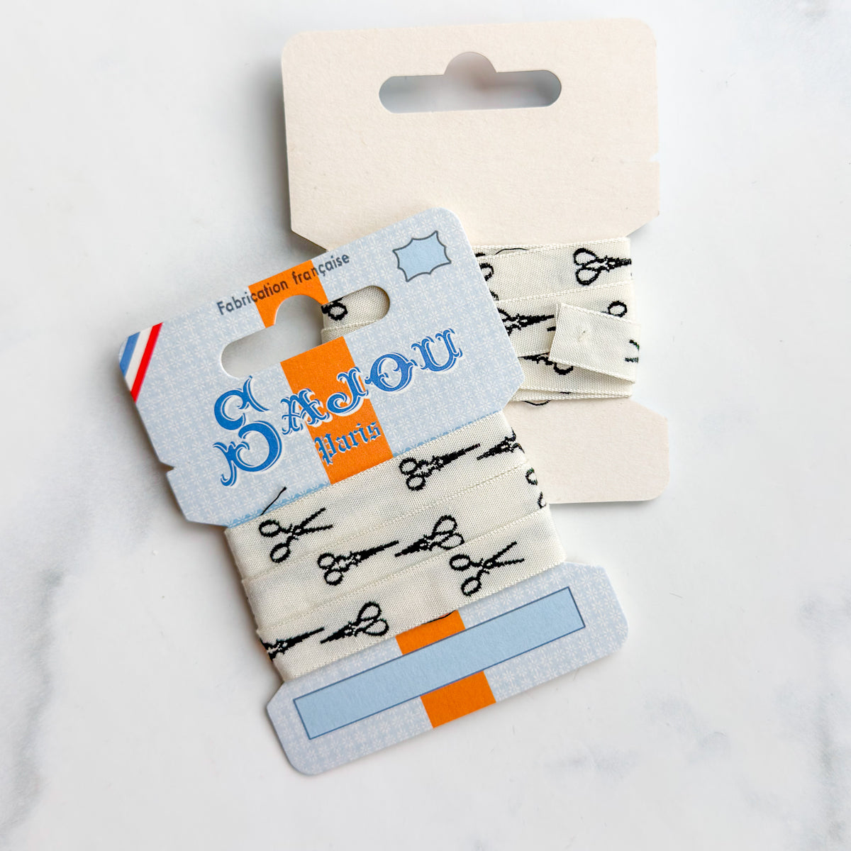 Sajou Cotton Ribbon Black Scissors on Card | One meter