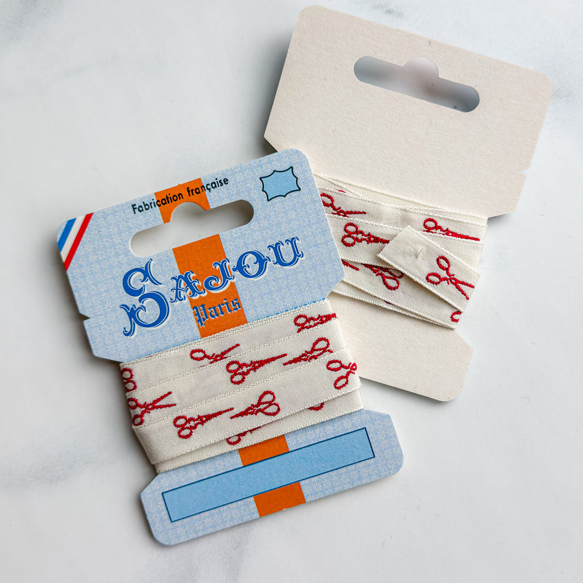 Sajou Cotton Ribbon Red Scissors on Card | One meter