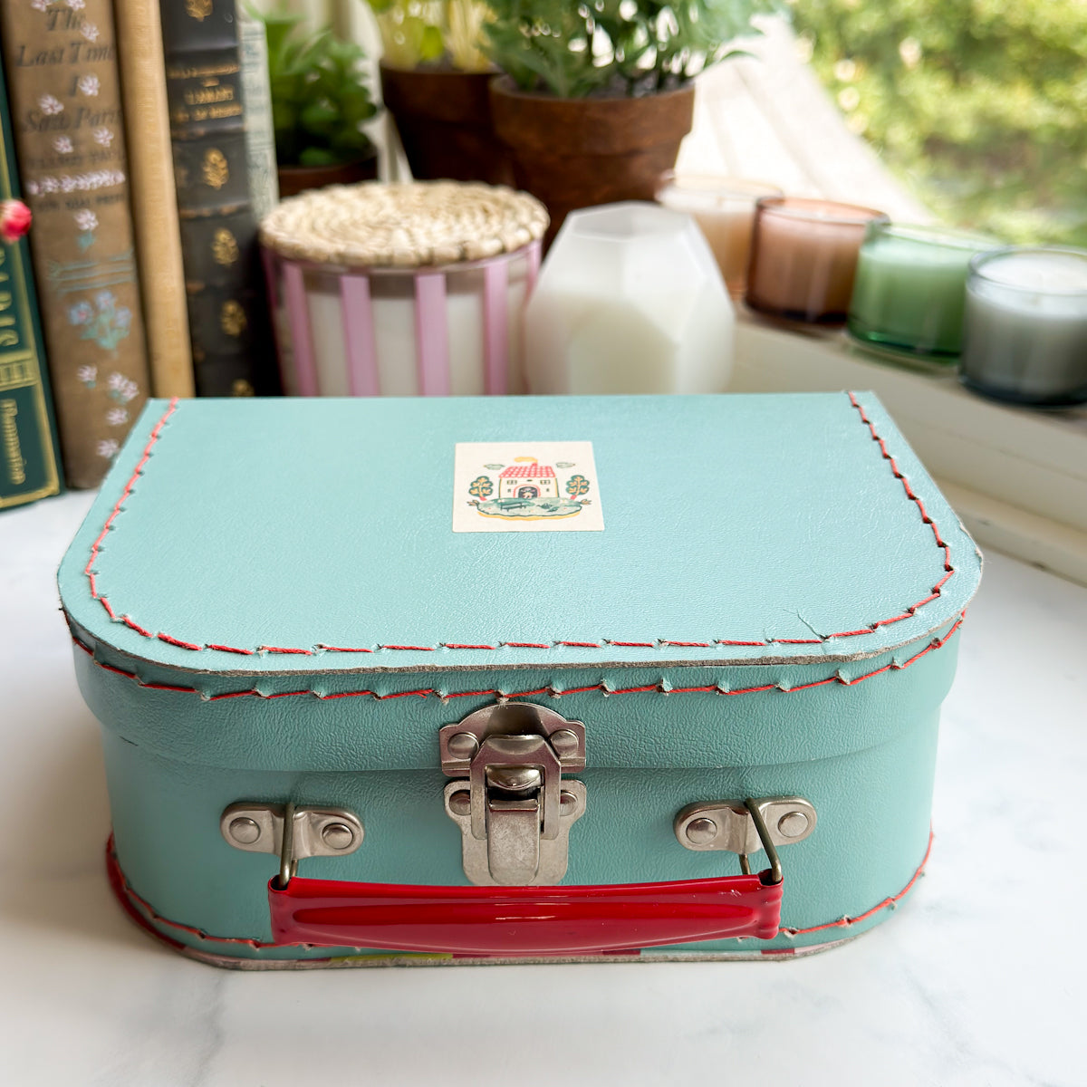 Vintage Paperboard Suitcase | Aqua Blue