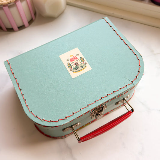Vintage Paperboard Suitcase | Aqua Blue