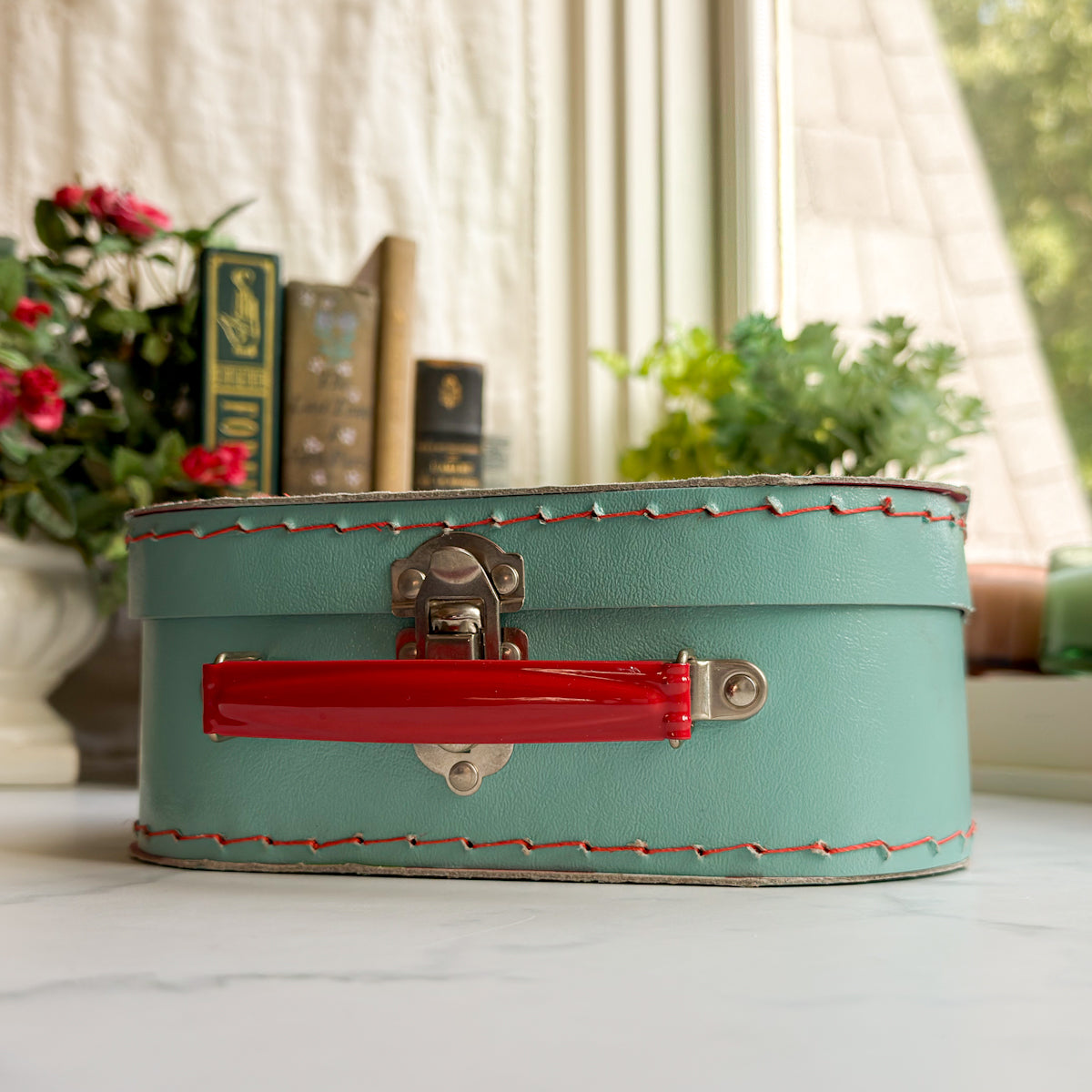 Vintage Paperboard Suitcase | Aqua Blue