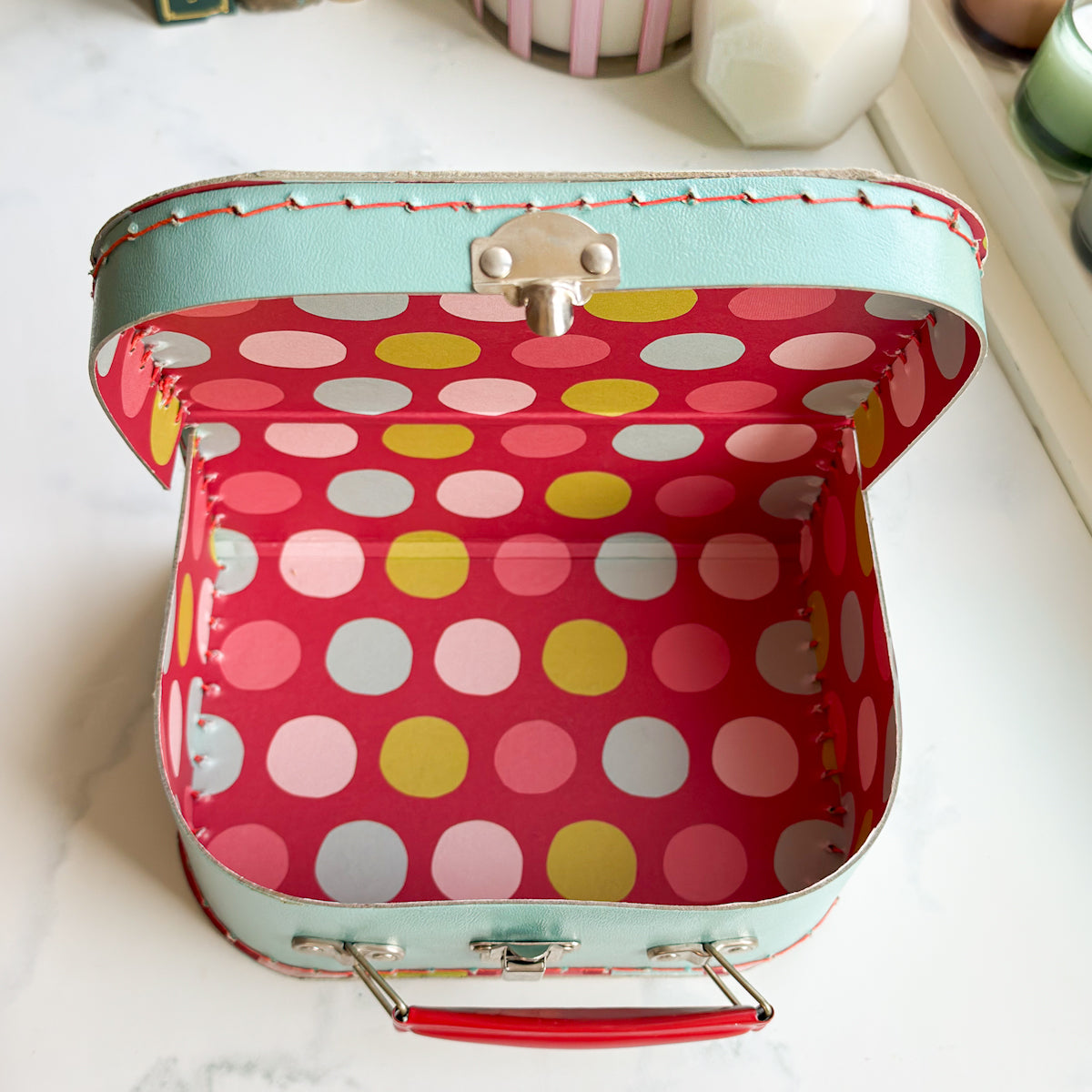 Vintage Paperboard Suitcase | Aqua Blue