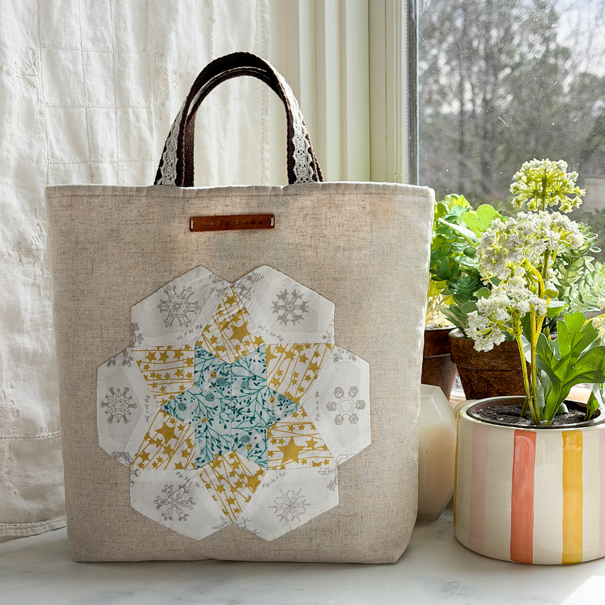 Petite Winter Hexagon Linen Bag