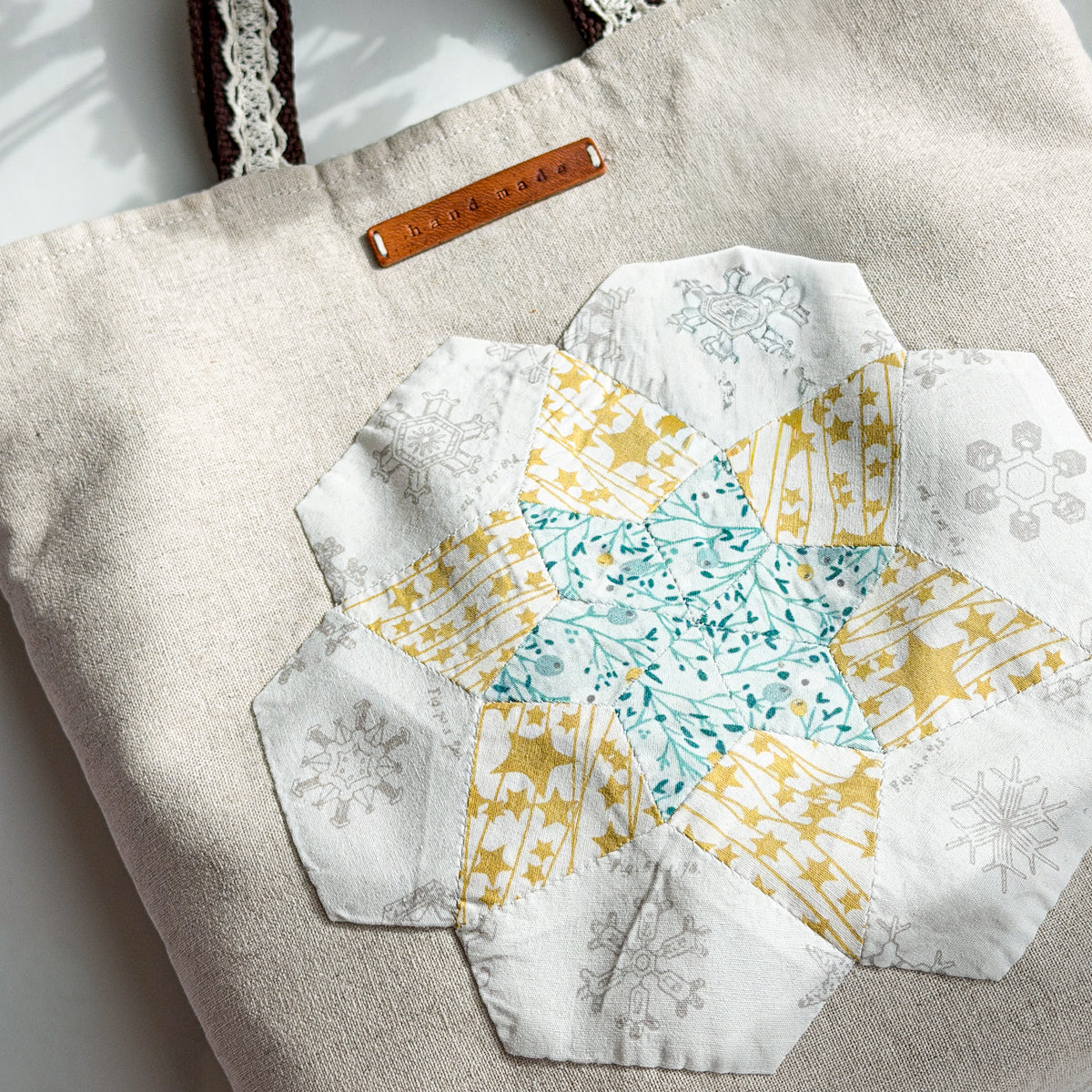 Petite Winter Hexagon Linen Bag