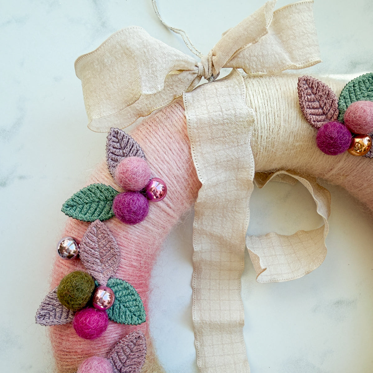 Soft and Sweet Petite Holiday Christmas Handmade Wreath