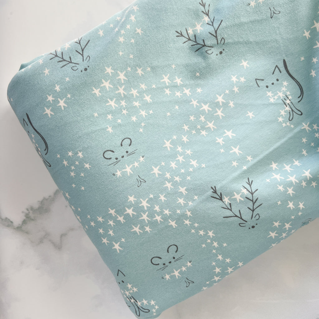 Starbright Blue- Little Town KNIT fabric by Amy Sinibaldi | 1 Yard