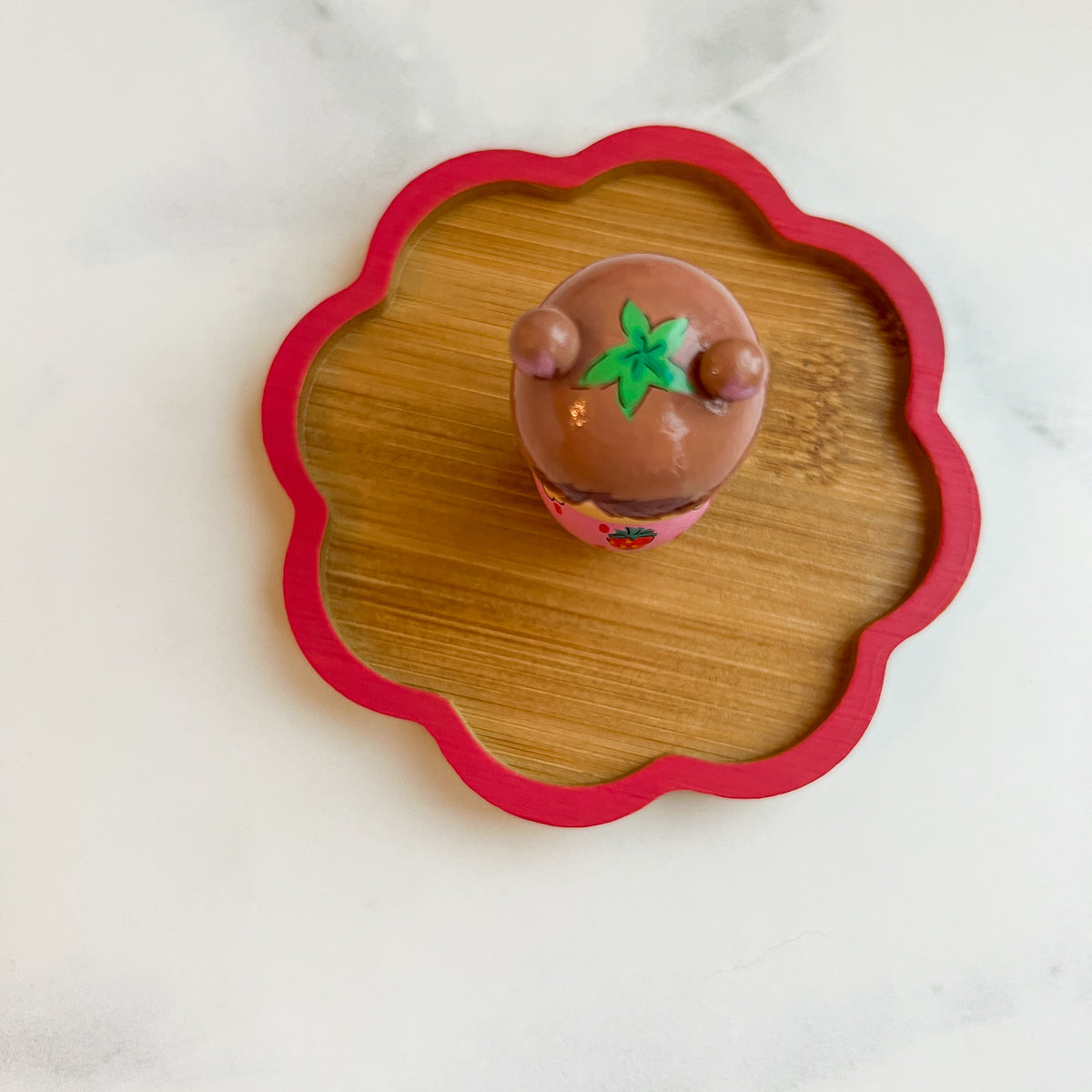 Hand Painted Strawberry/Cherry Girl Thread Spool Wood Tray | Choose No.24, 25, 26