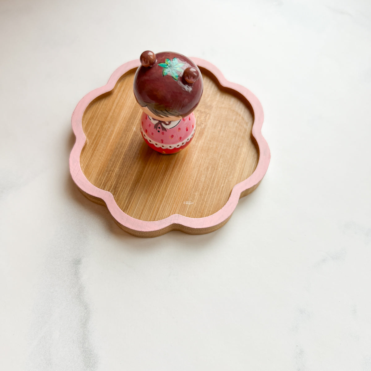 Hand Painted Strawberry/Cherry Girl Thread Spool Wood Tray | Choose Style