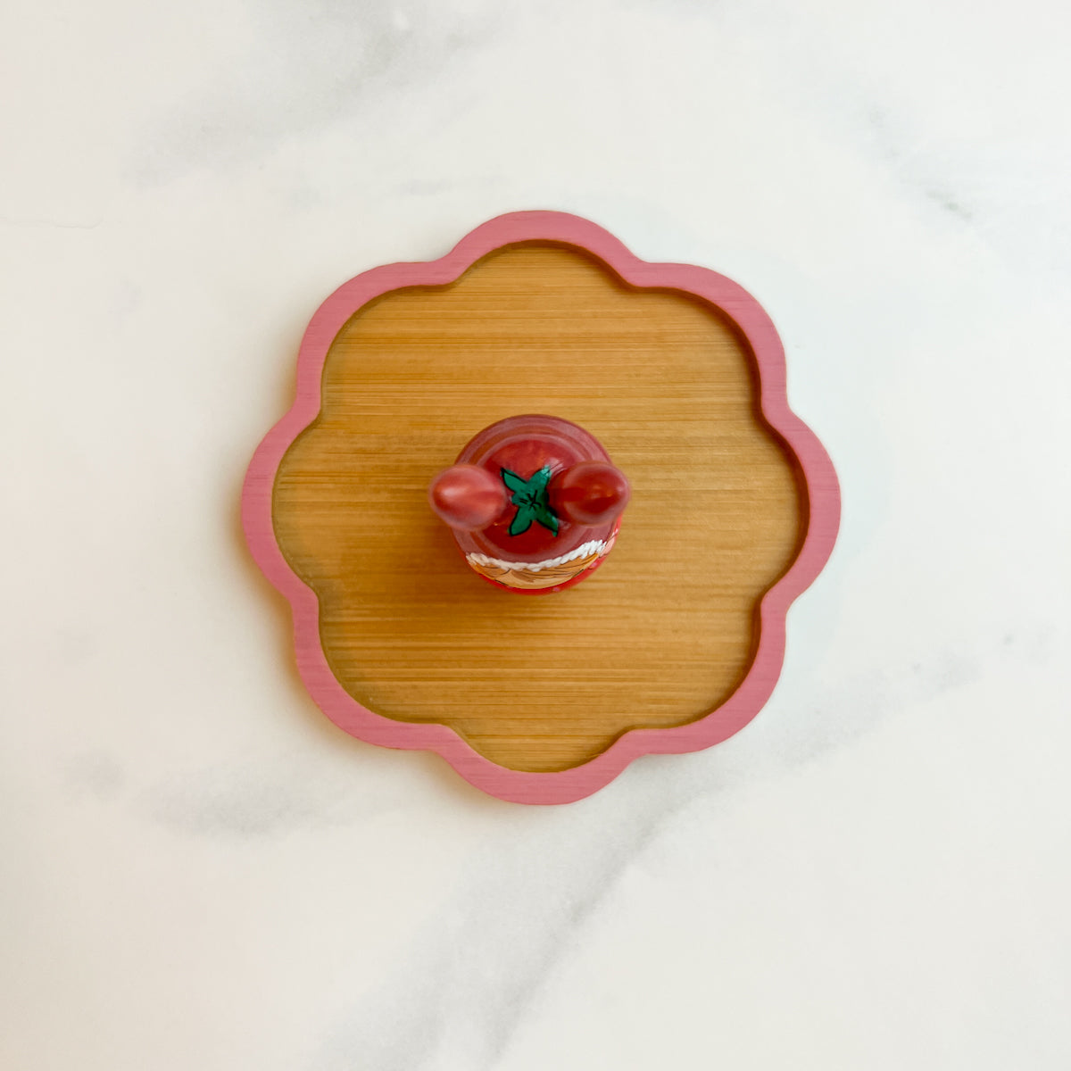 Hand Painted Strawberry/Cherry Girl Thread Spool Wood Tray | Choose No.24, 25, 26