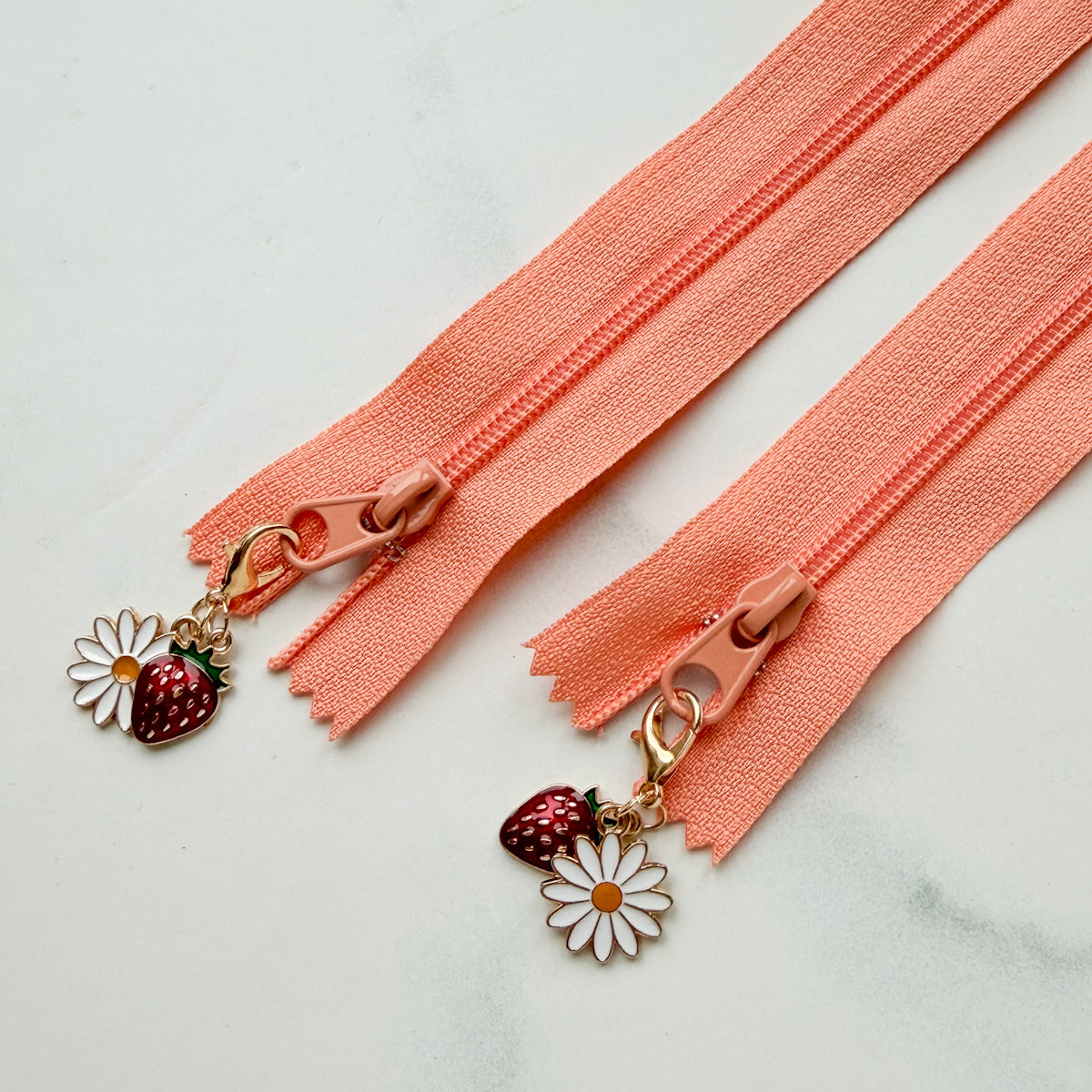 Strawberry + Daisy Enamel Metal Clip-on Charm Fun Zipper | Choose color