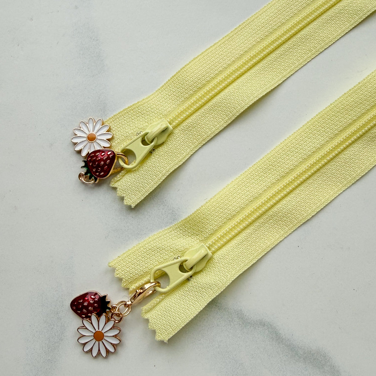 Strawberry + Daisy Enamel Metal Clip-on Charm Fun Zipper | Choose color