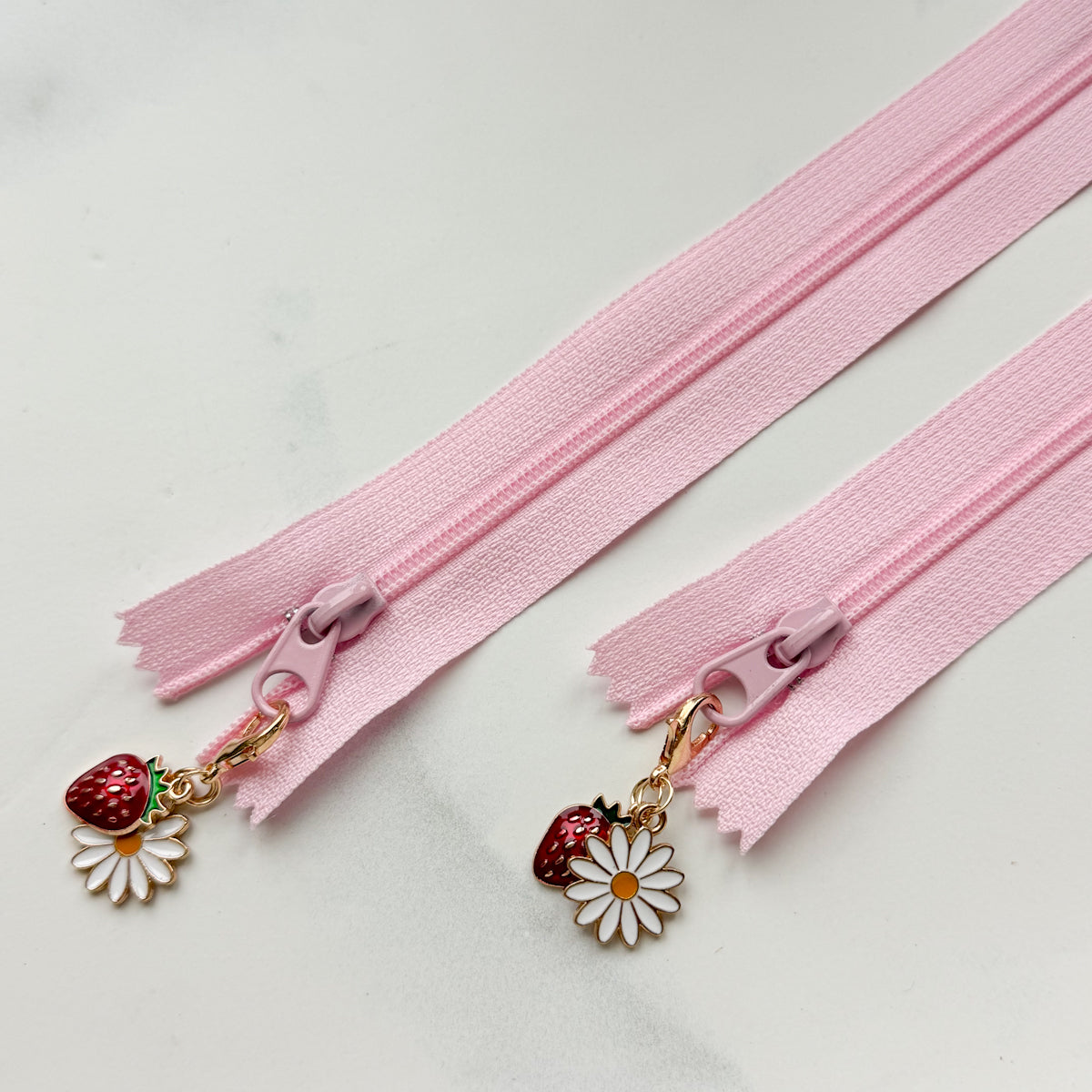 Strawberry + Daisy Enamel Metal Clip-on Charm Fun Zipper | Choose color