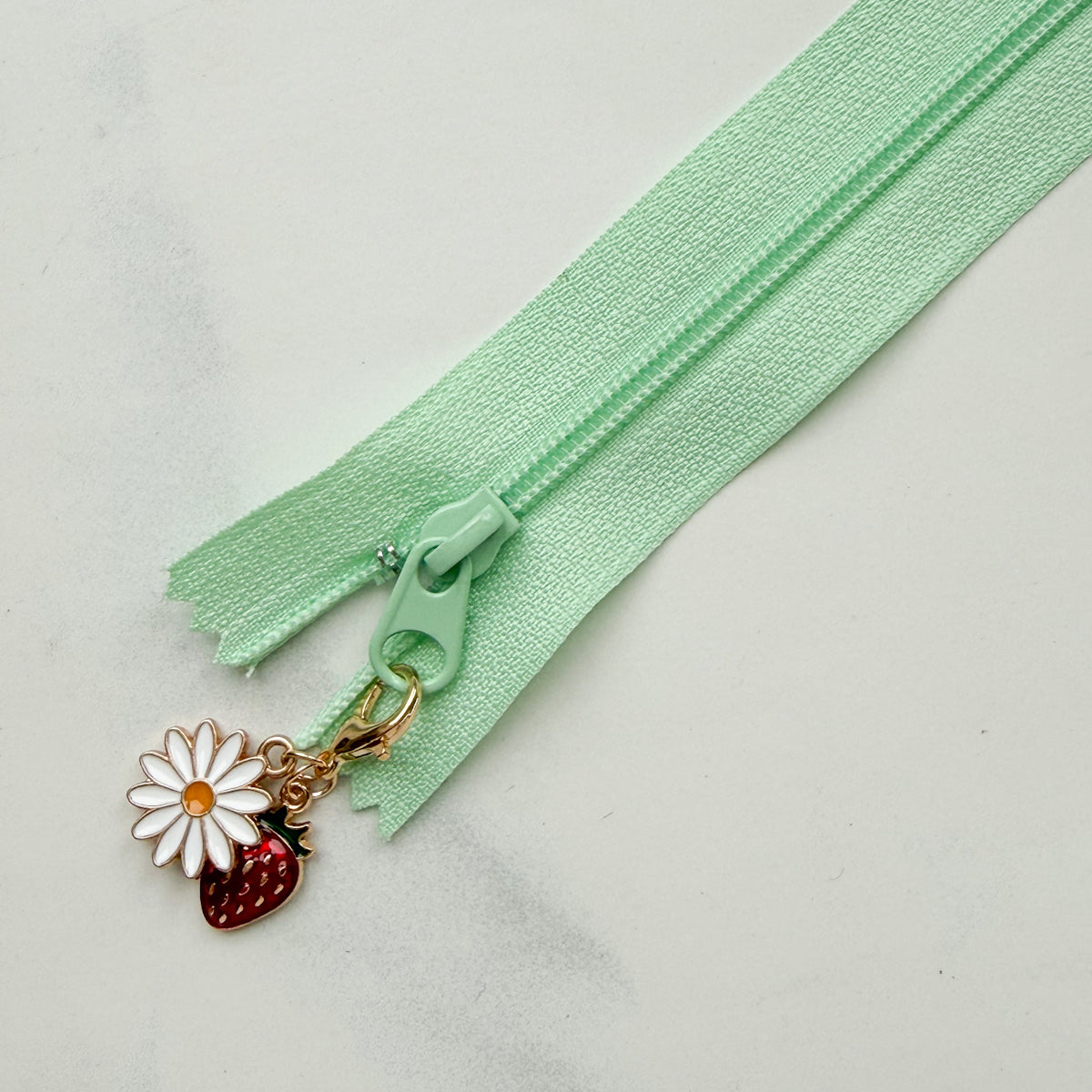 Strawberry + Daisy Enamel Metal Clip-on Charm Fun Zipper | Choose color