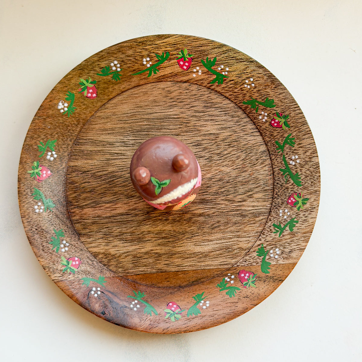 Hand Painted Strawberry Girl Thread Spool Wood Tray | Choose style