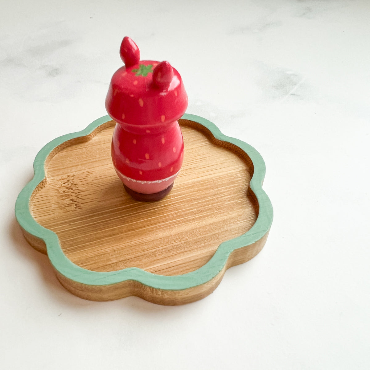 Hand Painted Strawberry/Cherry Girl Thread Spool Wood Tray | Choose Style