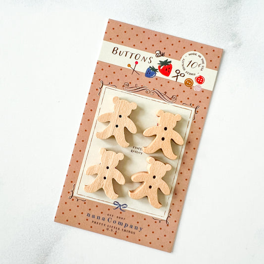 Teddy Bear wood buttons | Set of 4