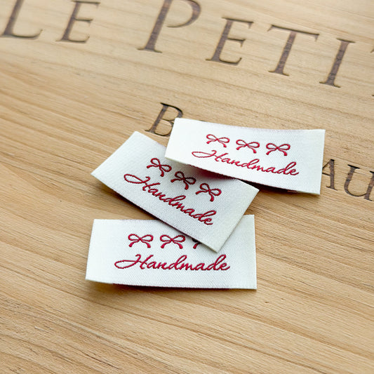 Three Red Bows Handmade Elegant Woven Labels | Three Labels