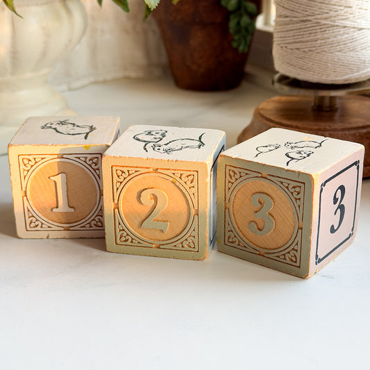 Vintage Three Mice Children’s Baby Blocks Decor