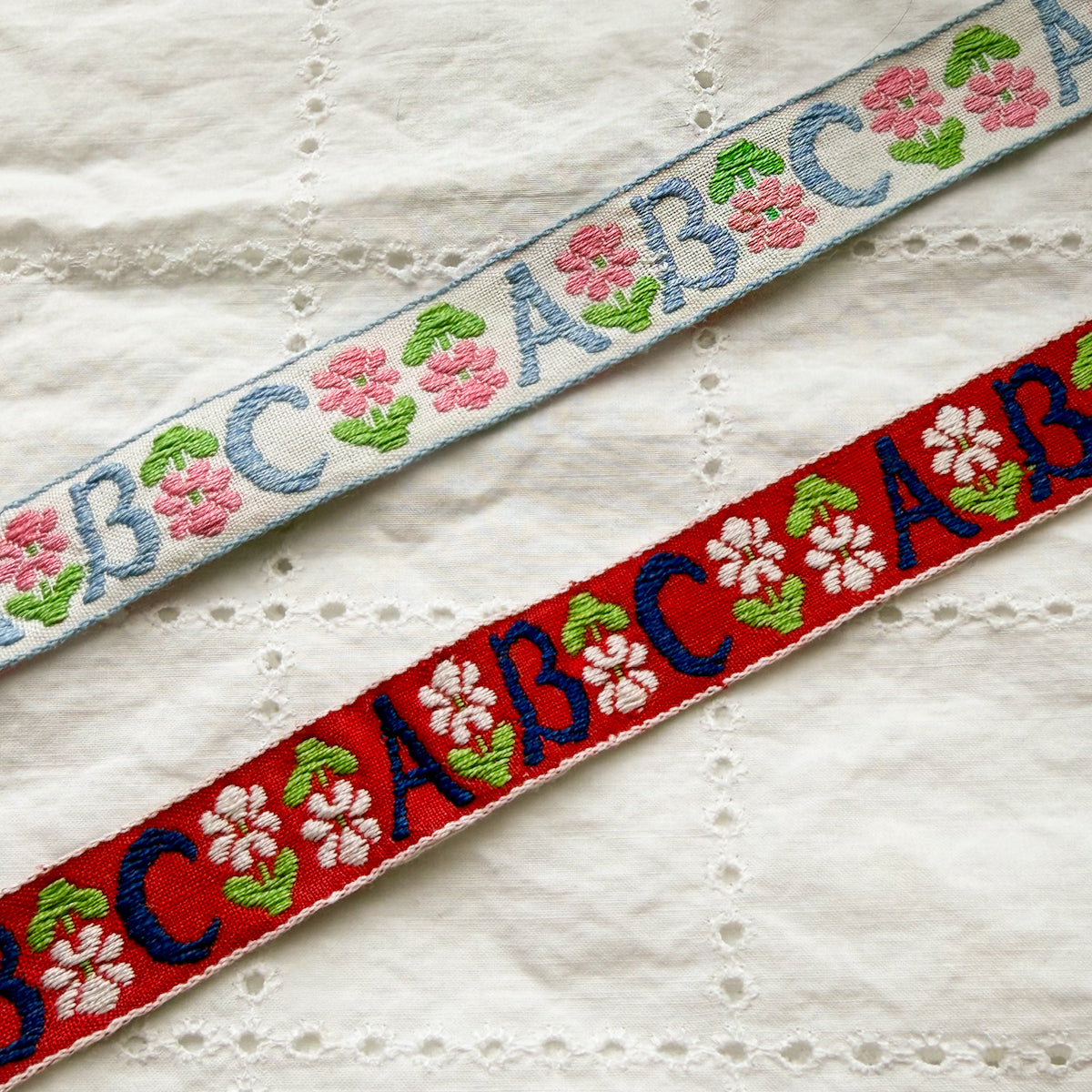 Vintage ABC Floral Woven Jacquard Ribbon - nanaCompany